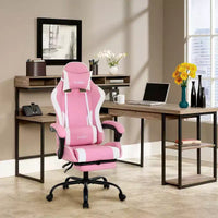 BestMassage Chaise de Gaming Fauteuil de Bureau avec Repose-Pieds et Soutien Lombaire