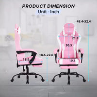BestMassage Chaise de Gaming Fauteuil de Bureau avec Repose-Pieds et Soutien Lombaire
