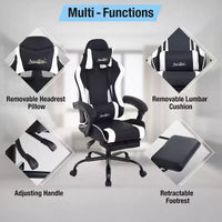 BestMassage Chaise de Gaming Fauteuil de Bureau avec Repose-Pieds et Soutien Lombaire