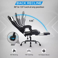 BestMassage Chaise de Gaming Fauteuil de Bureau avec Repose-Pieds et Soutien Lombaire