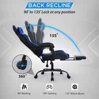 BestMassage Chaise de Gaming Fauteuil de Bureau avec Repose-Pieds et Soutien Lombaire
