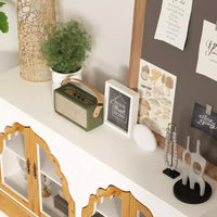 Famapy meuble d'appoint blanc à motif floral sculpté style européen, porte vitrée magnétique