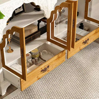 Famapy meuble d'appoint blanc à motif floral sculpté style européen, porte vitrée magnétique