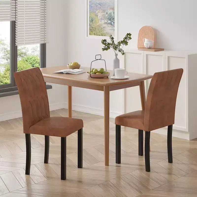 VECELO chaises de salle à manger lot de 2/4/6 chaises Parsons à dossier plein, chaises de salle à manger rembourrées brun/beige/café