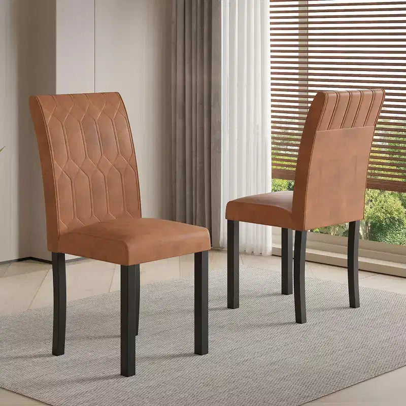 VECELO chaises de salle à manger lot de 2/4/6 chaises Parsons à dossier plein, chaises de salle à manger rembourrées brun/beige/café