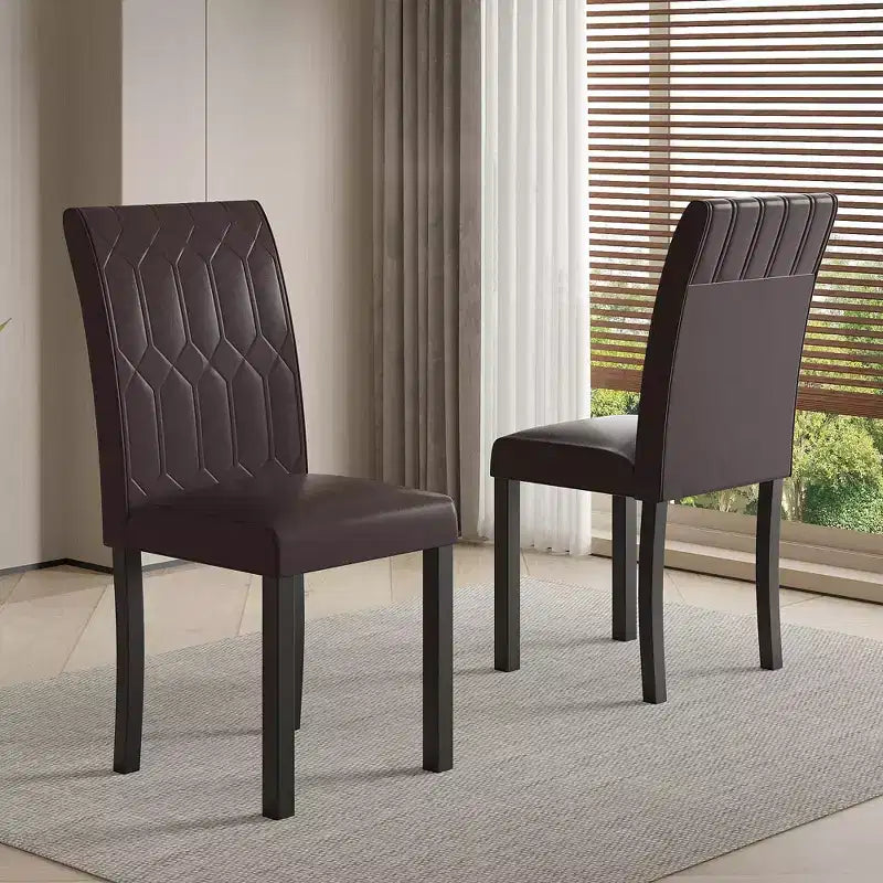 VECELO chaises de salle à manger lot de 2/4/6 chaises Parsons à dossier plein, chaises de salle à manger rembourrées brun/beige/café