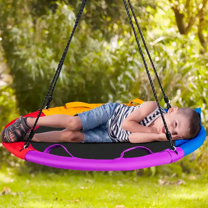 Costway Balançoire arbre soucoupe 660 lb 40 pouces, ensemble de balançoire pour enfants et tout-petits avec cordes réglables