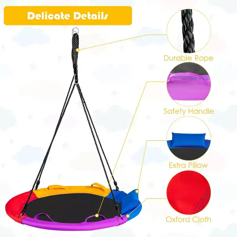 Costway Balançoire arbre soucoupe 660 lb 40 pouces, ensemble de balançoire pour enfants et tout-petits avec cordes réglables