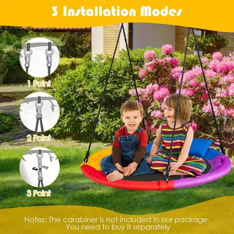 Costway Balançoire arbre soucoupe 660 lb 40 pouces, ensemble de balançoire pour enfants et tout-petits avec cordes réglables