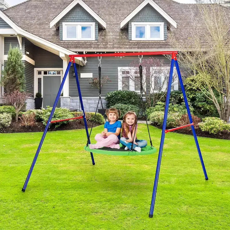 Costway Balançoire arbre soucoupe 660 lb 40 pouces, ensemble de balançoire pour enfants et tout-petits avec cordes réglables