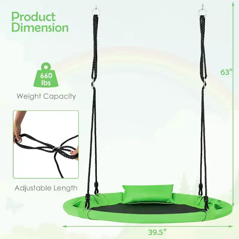 Costway Balançoire arbre soucoupe 660 lb 40 pouces, ensemble de balançoire pour enfants et tout-petits avec cordes réglables