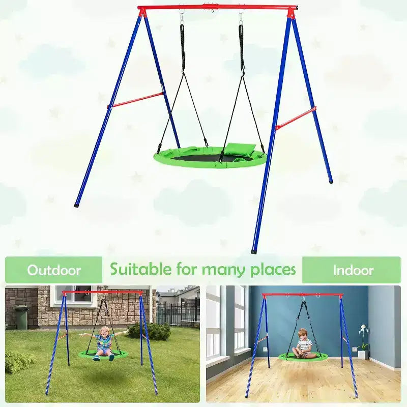 Costway Balançoire arbre soucoupe 660 lb 40 pouces, ensemble de balançoire pour enfants et tout-petits avec cordes réglables
