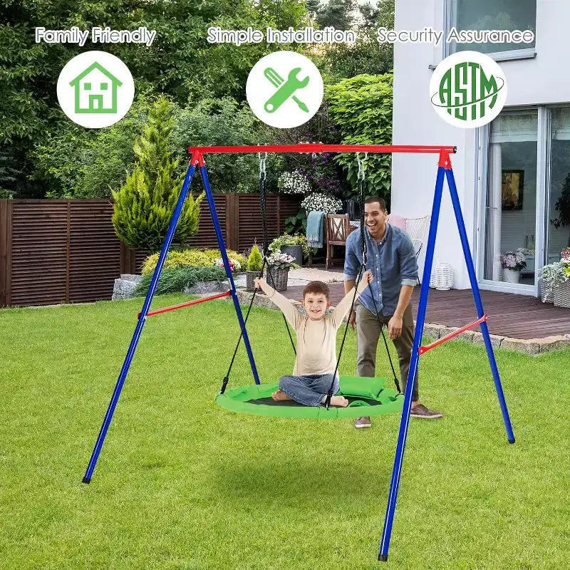 Costway Balançoire arbre soucoupe 660 lb 40 pouces, ensemble de balançoire pour enfants et tout-petits avec cordes réglables