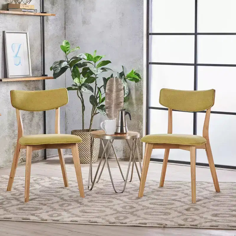 GDFStudio Crystal chaises de salle à manger rembourrées en bois d'hévéa (lot de 2)