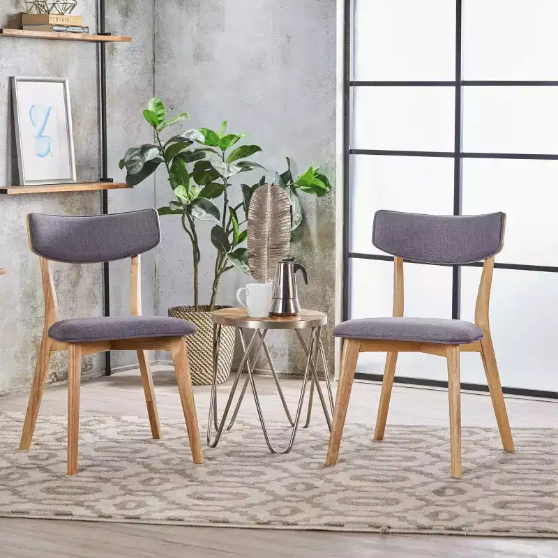 GDFStudio Crystal chaises de salle à manger rembourrées en bois d'hévéa (lot de 2)