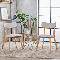 GDFStudio Crystal chaises de salle à manger rembourrées en bois d'hévéa (lot de 2)