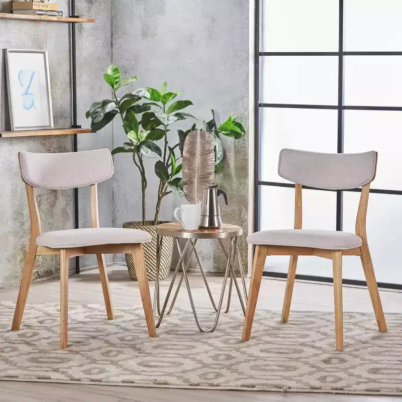 GDFStudio Crystal chaises de salle à manger rembourrées en bois d'hévéa (lot de 2)