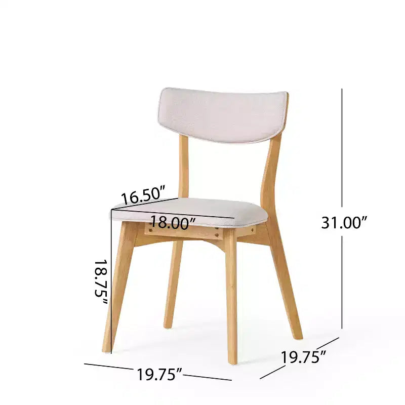 GDFStudio Crystal chaises de salle à manger rembourrées en bois d'hévéa (lot de 2)