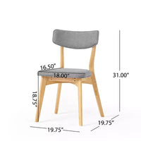 GDFStudio Crystal chaises de salle à manger rembourrées en bois d'hévéa (lot de 2)