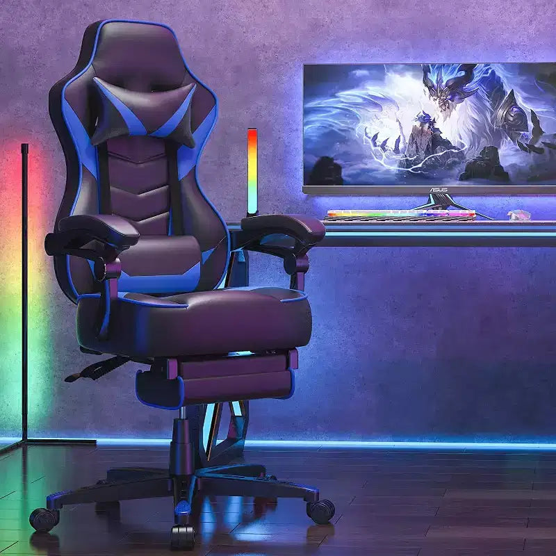 Chaise gaming ELECWISH avec repose-pieds, soutien lombaire, chaise d'ordinateur respirante avec coussin à ressorts ensachés, chaises pour adultes