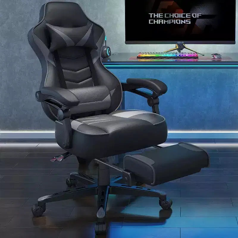 Chaise gaming ELECWISH avec repose-pieds, soutien lombaire, chaise d'ordinateur respirante avec coussin à ressorts ensachés, chaises pour adultes