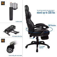 Chaise gaming ELECWISH avec repose-pieds, soutien lombaire, chaise d'ordinateur respirante avec coussin à ressorts ensachés, chaises pour adultes