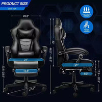 Chaise gaming ELECWISH avec repose-pieds, soutien lombaire, chaise d'ordinateur respirante avec coussin à ressorts ensachés, chaises pour adultes