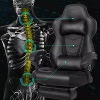 Chaise gaming ELECWISH avec repose-pieds, soutien lombaire, chaise d'ordinateur respirante avec coussin à ressorts ensachés, chaises pour adultes