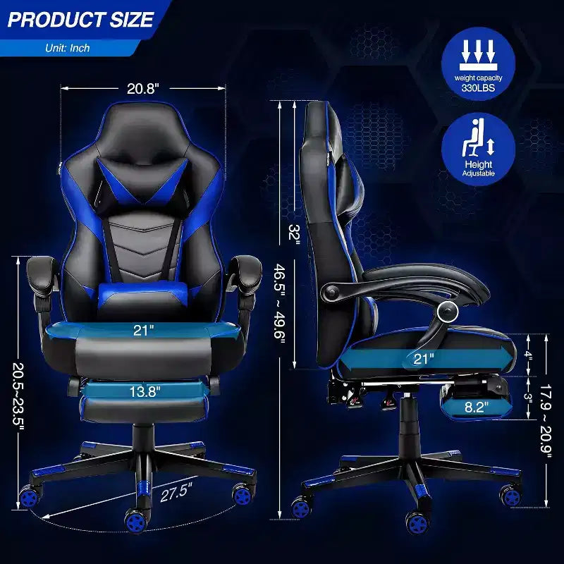 Chaise gaming ELECWISH avec repose-pieds, soutien lombaire, chaise d'ordinateur respirante avec coussin à ressorts ensachés, chaises pour adultes