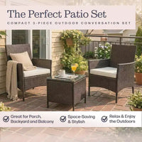 Ensemble de mobilier de patio 3 pièces Lavish Home, marron