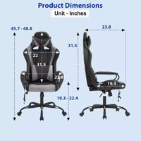 Chaise de jeu FDW Gaming Chaise de bureau massante confortable et élégante avec soutien lombaire réglable, pivotante à 360 degrés et roulettes silencieuses