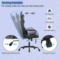 Chaise de jeu FDW Gaming Chaise de bureau massante confortable et élégante avec soutien lombaire réglable, pivotante à 360 degrés et roulettes silencieuses