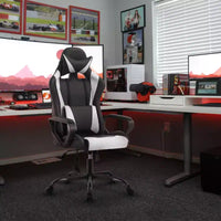Chaise de jeu FDW Gaming Chaise de bureau massante confortable et élégante avec soutien lombaire réglable, pivotante à 360 degrés et roulettes silencieuses