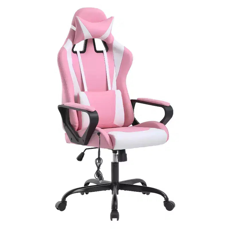 Chaise de jeu FDW Gaming Chaise de bureau massante confortable et élégante avec soutien lombaire réglable, pivotante à 360 degrés et roulettes silencieuses