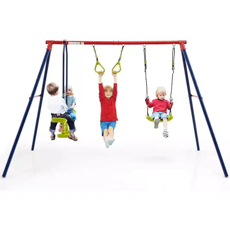 Balançoires Costway pour Jardin, Support Métallique Robuste en A 3 en 1 pour Enfants et Adultes