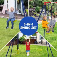 Balançoires Costway pour Jardin, Support Métallique Robuste en A 3 en 1 pour Enfants et Adultes