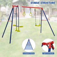 Balançoires Costway pour Jardin, Support Métallique Robuste en A 3 en 1 pour Enfants et Adultes