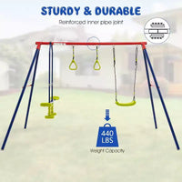 Balançoires Costway pour Jardin, Support Métallique Robuste en A 3 en 1 pour Enfants et Adultes