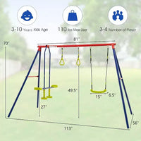 Balançoires Costway pour Jardin, Support Métallique Robuste en A 3 en 1 pour Enfants et Adultes