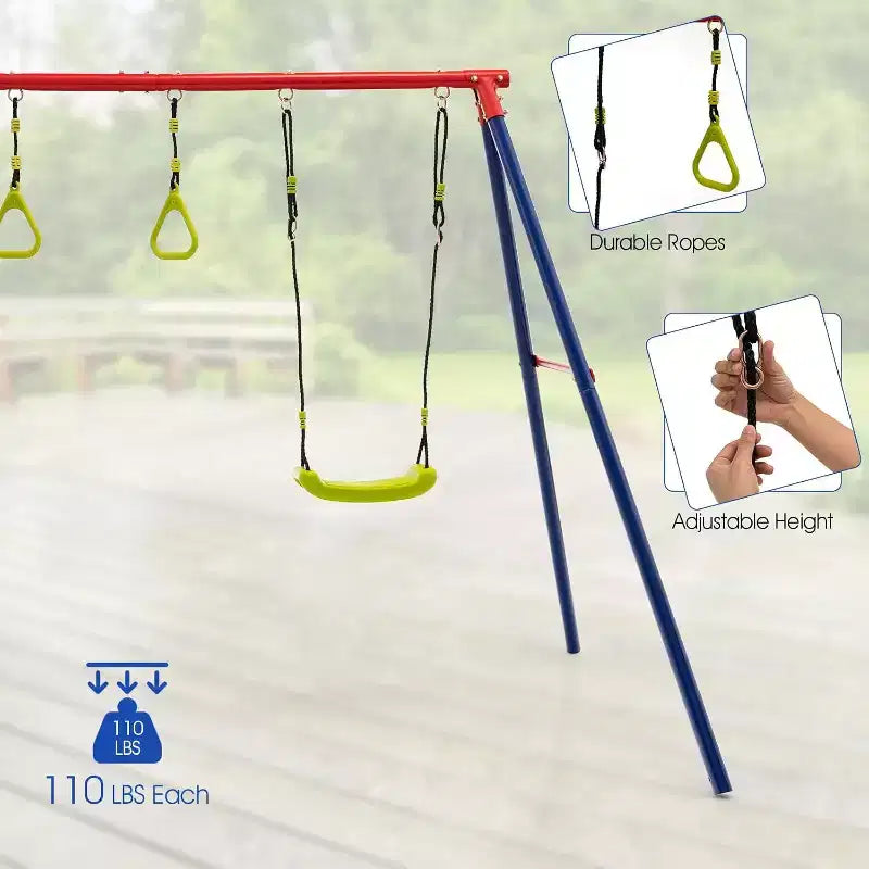 Balançoires Costway pour Jardin, Support Métallique Robuste en A 3 en 1 pour Enfants et Adultes