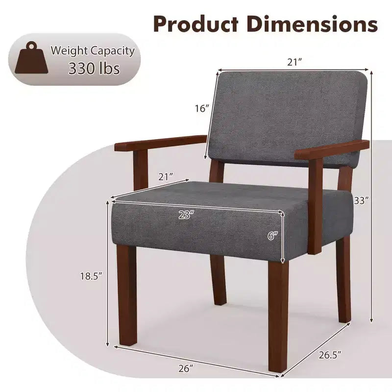 Costway Lot de 2 chaises d'appoint en lin pour salon avec assise et dossier rembourrés gris/bleu