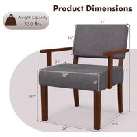 Costway Lot de 2 chaises d'appoint en lin pour salon avec assise et dossier rembourrés gris/bleu