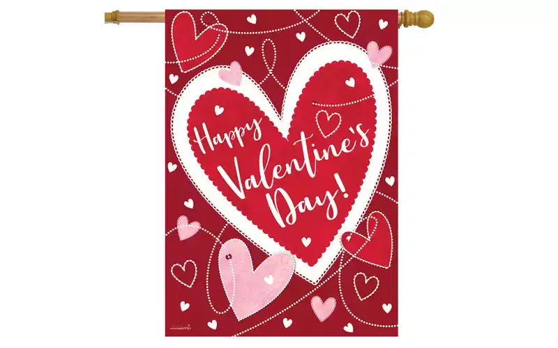 Drapeau de maison de la Saint-Valentin Briarwood Lane 40x28 pour l'extérieur "Lancer de cœurs" pour le drapeau de maison de la Saint-Valentin