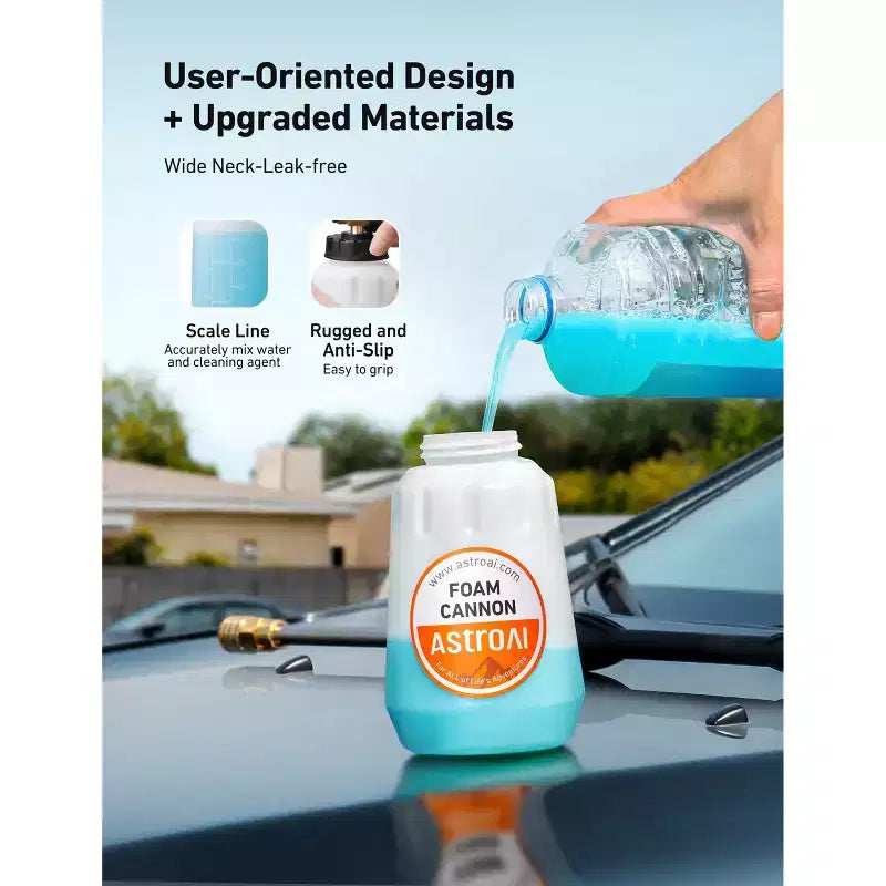AstroAI Canon à mousse pour nettoyeur haute pression, lance à mousse de lavage auto réglable Snow Foam avec connecteur rapide 1/4
