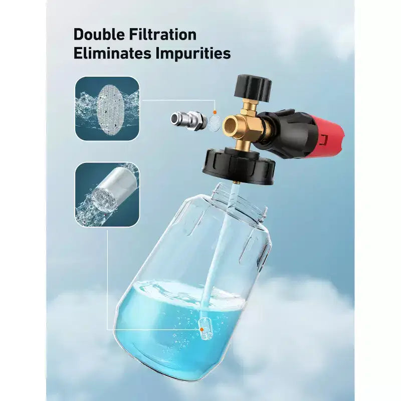 AstroAI Canon à mousse pour nettoyeur haute pression, lance à mousse de lavage auto réglable Snow Foam avec connecteur rapide 1/4