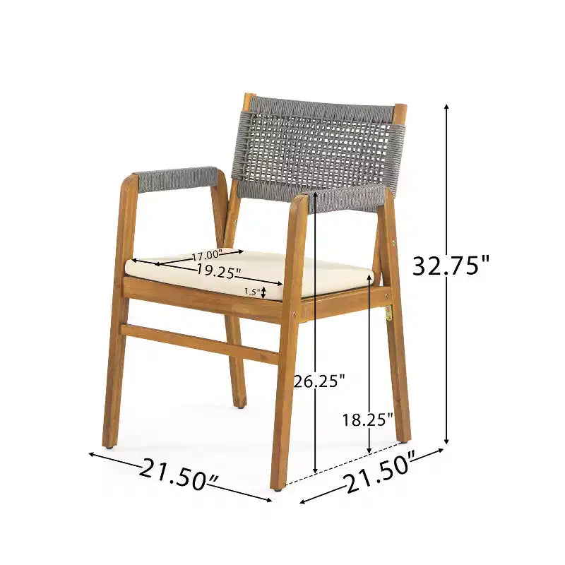 Christopher Knight Home Captef Ensemble de bistro de patio rustique 5 pièces en acacia avec coussins