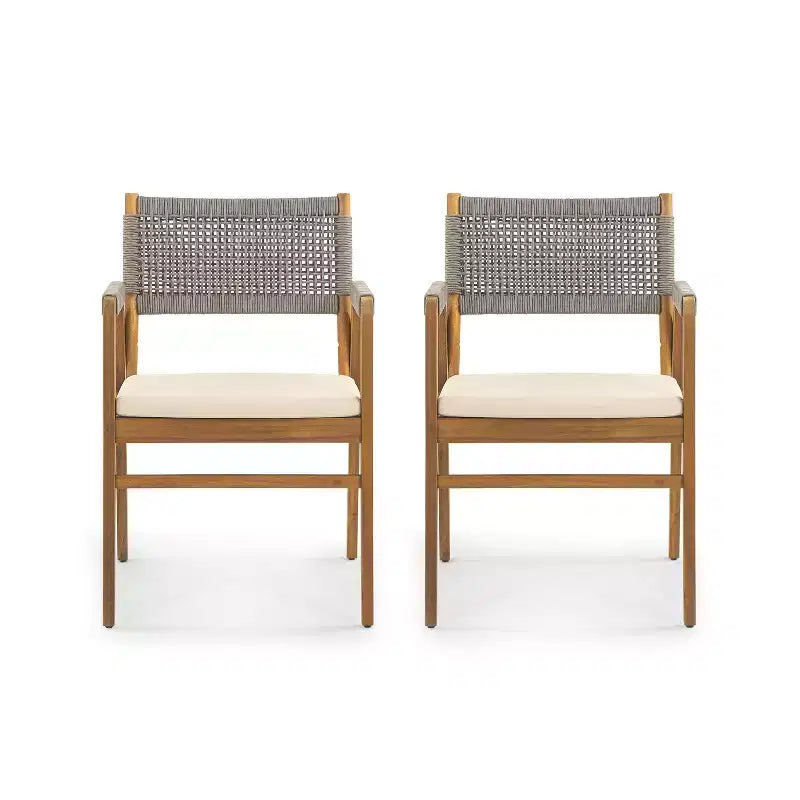 Christopher Knight Home Captef Ensemble de bistro de patio rustique 5 pièces en acacia avec coussins