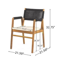 Christopher Knight Home Captef Ensemble de bistro de patio rustique 5 pièces en acacia avec coussins