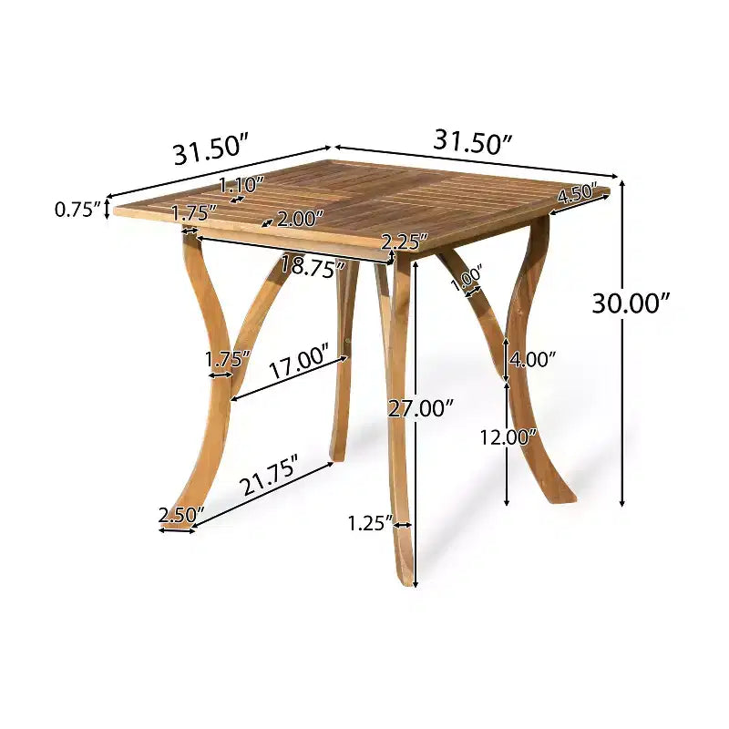 Christopher Knight Home Captef Ensemble de bistro de patio rustique 5 pièces en acacia avec coussins
