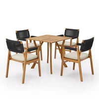 Christopher Knight Home Captef 5 Pieces Rustic Patio Acacia Bistro Set with Cushions